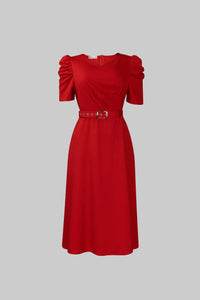 Polished Belted Midi Dress