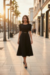 Polished Belted Midi Dress