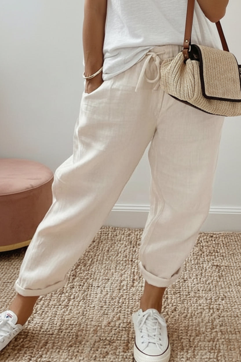 Einfache Passform Alltags Capri-Hosen