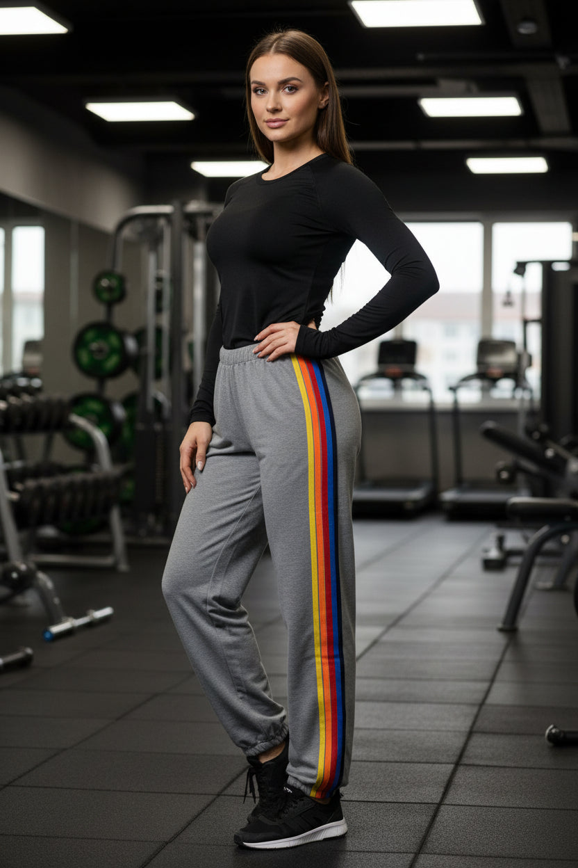Vibrant Knit Trousers Rainbow