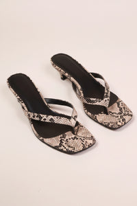 Python Leather Kitten Heel in Tan