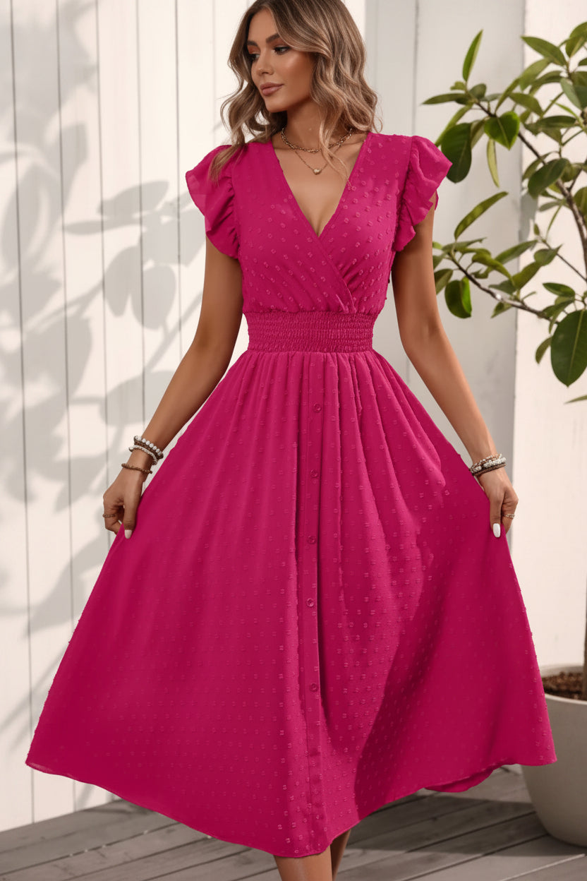 Bohemian Plissierte Midi Kleider Schick