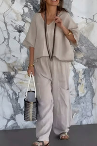 Airy Linen Pantsuit Open Back