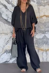 Airy Linen Pantsuit Open Back