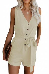 Airy Sleeveless Jumpsuit Waist Tie