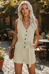 Airy Sleeveless Jumpsuit Waist Tie