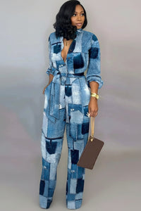 Effortless Cotton Jumpsuit V Neck
