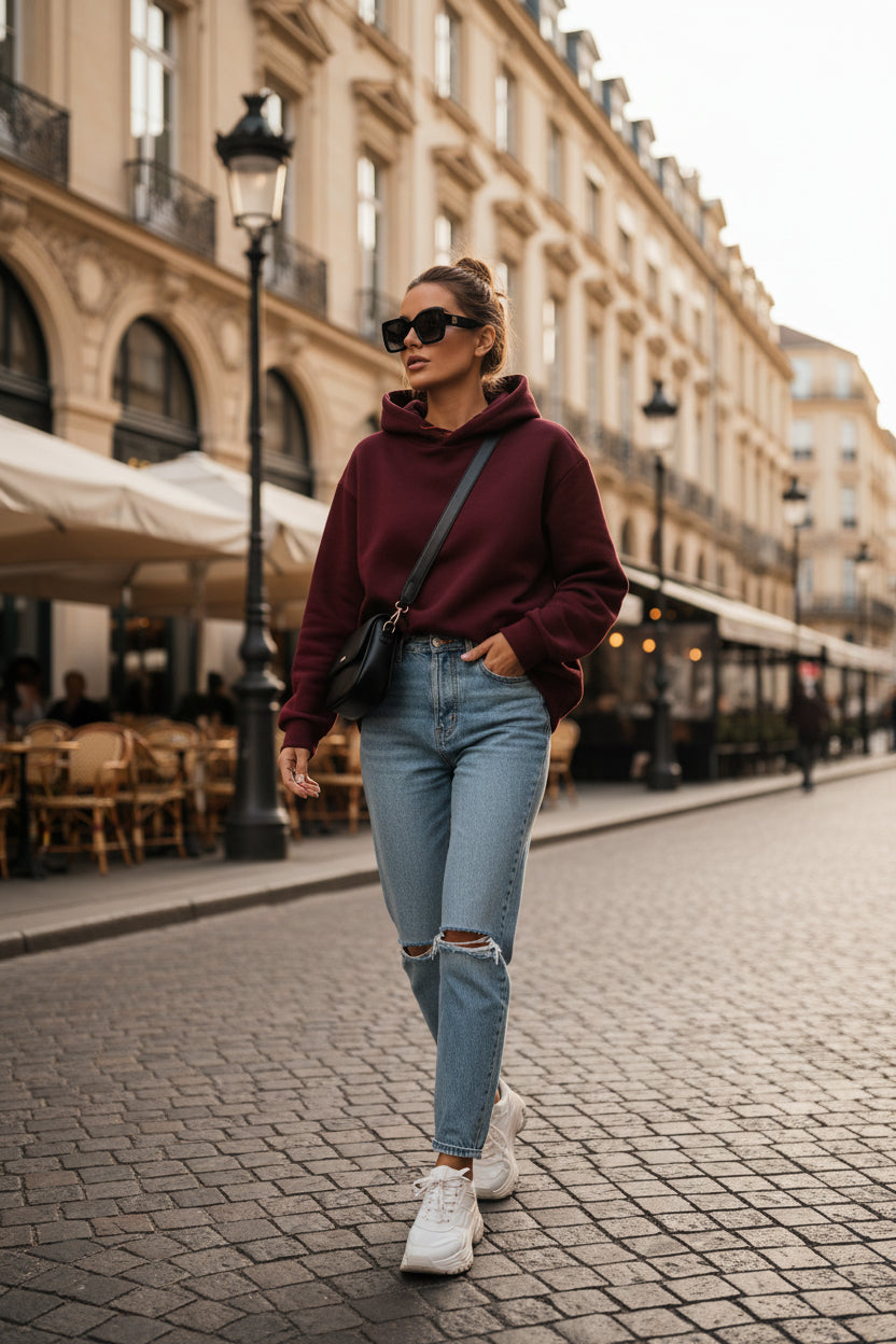Breathable Knit Hooded Sweatshirt