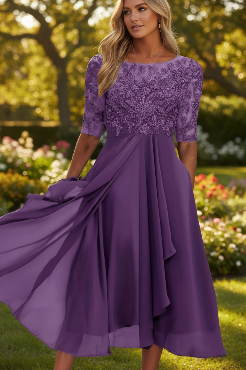 High Waist Flared Midi Dress