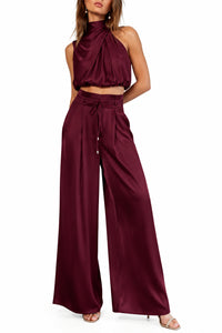 Set aus Neckholder-Top und Hose mit weitem Bein