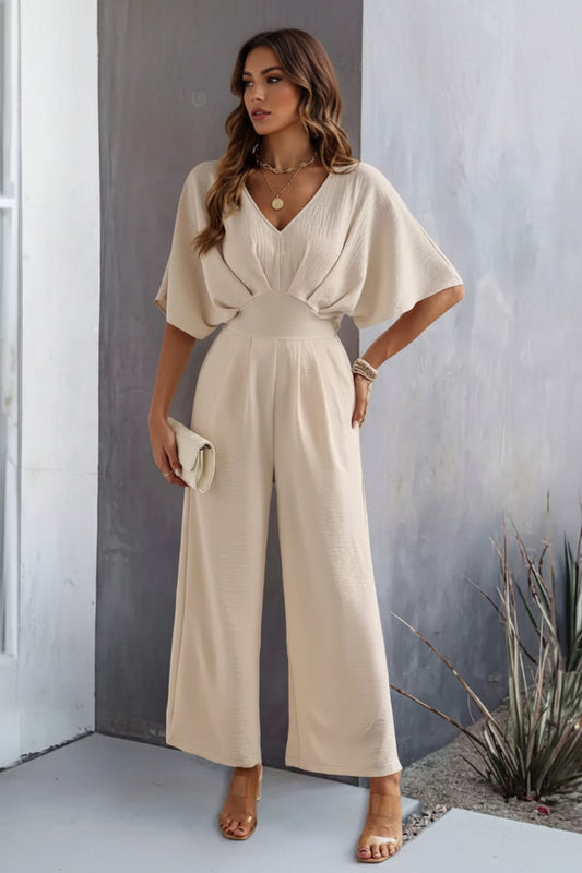 Soft Wrap Jumpsuit V Neck