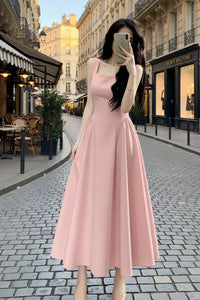 Square Pleated Midi Dresses Elegant