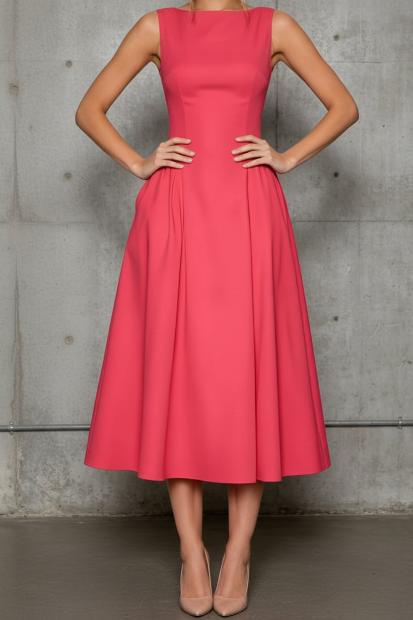 Defined Shape Sleeveless Midi Dress