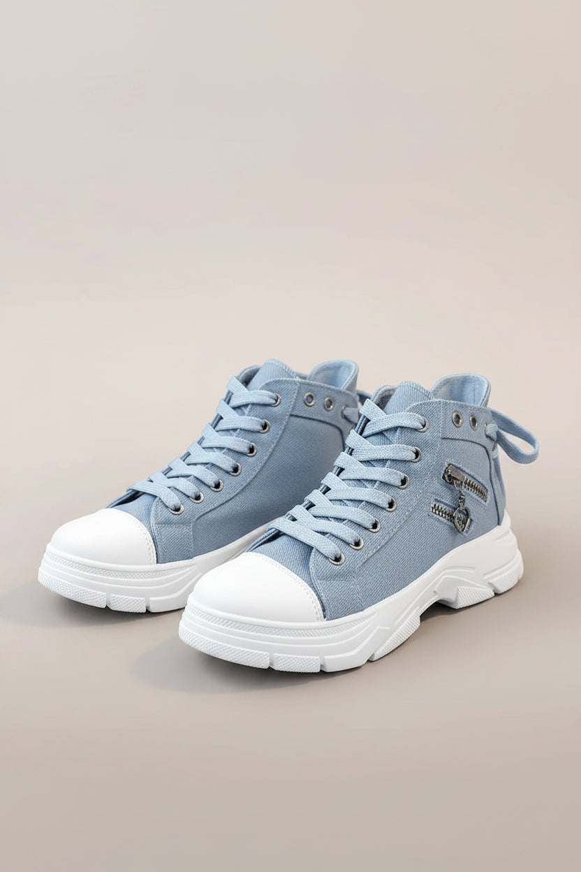 High-Top Canvas Denim Sneakers