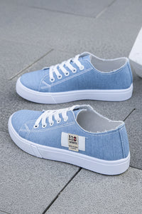 Denim Canvas Low-Top Lace-Up Sneakers