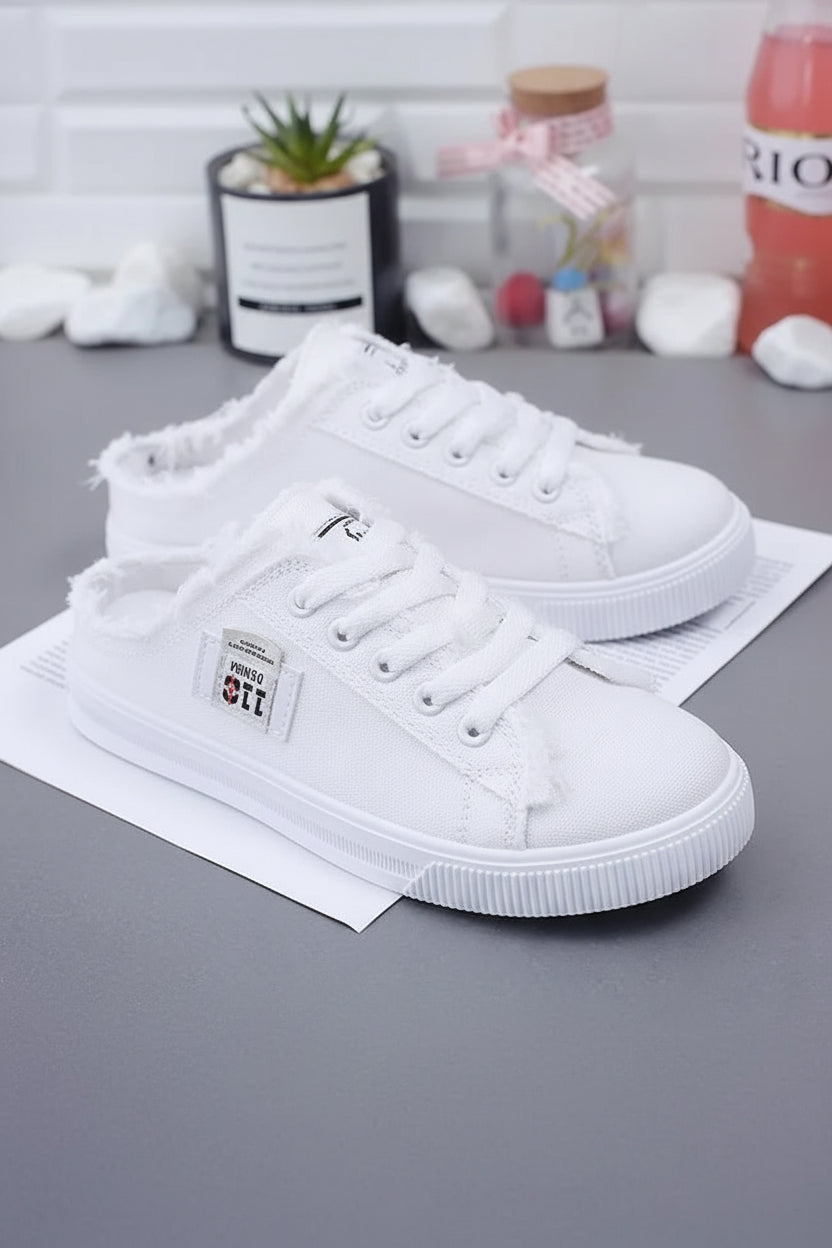 Denim Canvas High-Top Lace-Up Sneakers