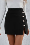 Sharp Buttoned Slit Skirt in Premium Gabardine for Professional Elegance 0