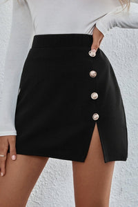 Sharp Buttoned Slit Skirt in Premium Gabardine for Professional Elegance 1