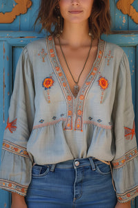 Sienna Boho Embroidered Blouse for Effortless Style and Comfort 0