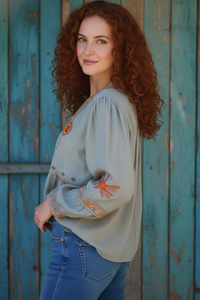 Sienna Boho Embroidered Blouse for Effortless Style and Comfort 1