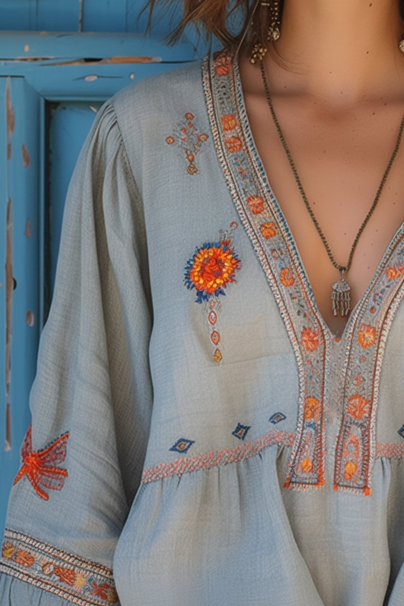 Sienna Boho Embroidered Blouse for Effortless Style and Comfort 3