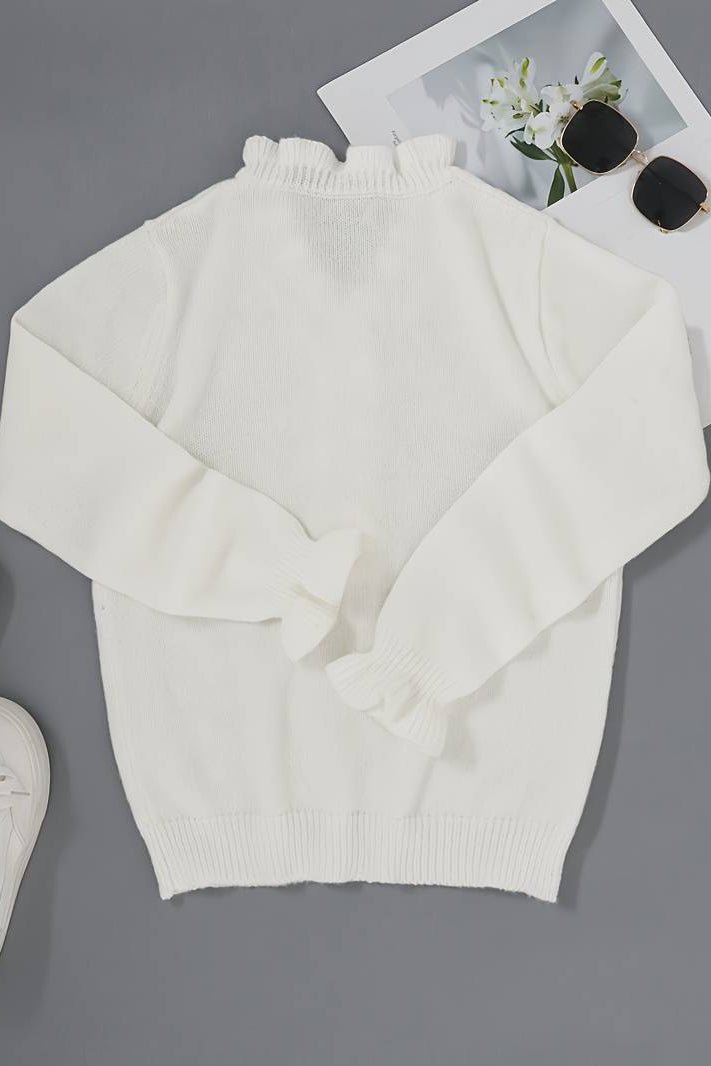 Sleek Ruffle Blouse with Breathable Weave for Warm Weather 1
