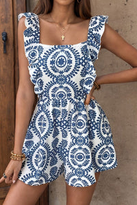Sleeveless Ruffle Jumpsuit with Bold Print for Elegant Summer Style 3
