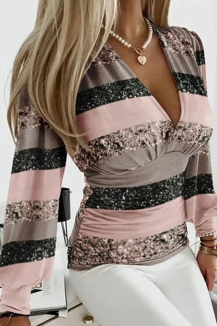 Soft-Fit V-Neck White Blouse with Ruched Waistline for Effortless Elegance 2