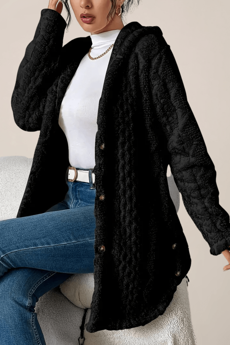 Soft Plush Long Coatigan with Hood for Cozy Winter Style 2