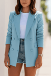 Sophisticated Double-Breasted Longline Blazer for Effortless Elegance 0