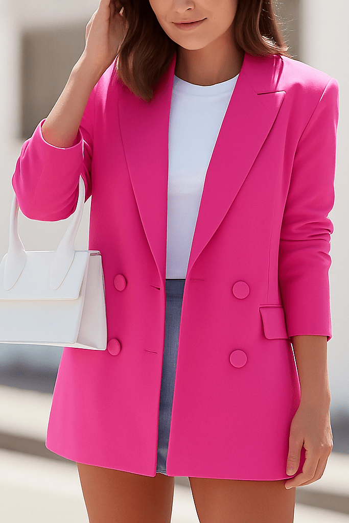 Sophisticated Double-Breasted Longline Blazer for Effortless Elegance 3