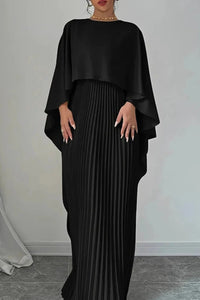Sophisticated Pleated Cape Maxi Dress for Elegant Occasions 4