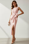 Sophisticated Sleeveless Black Cocktail Dress with Elegant Back Bow 0