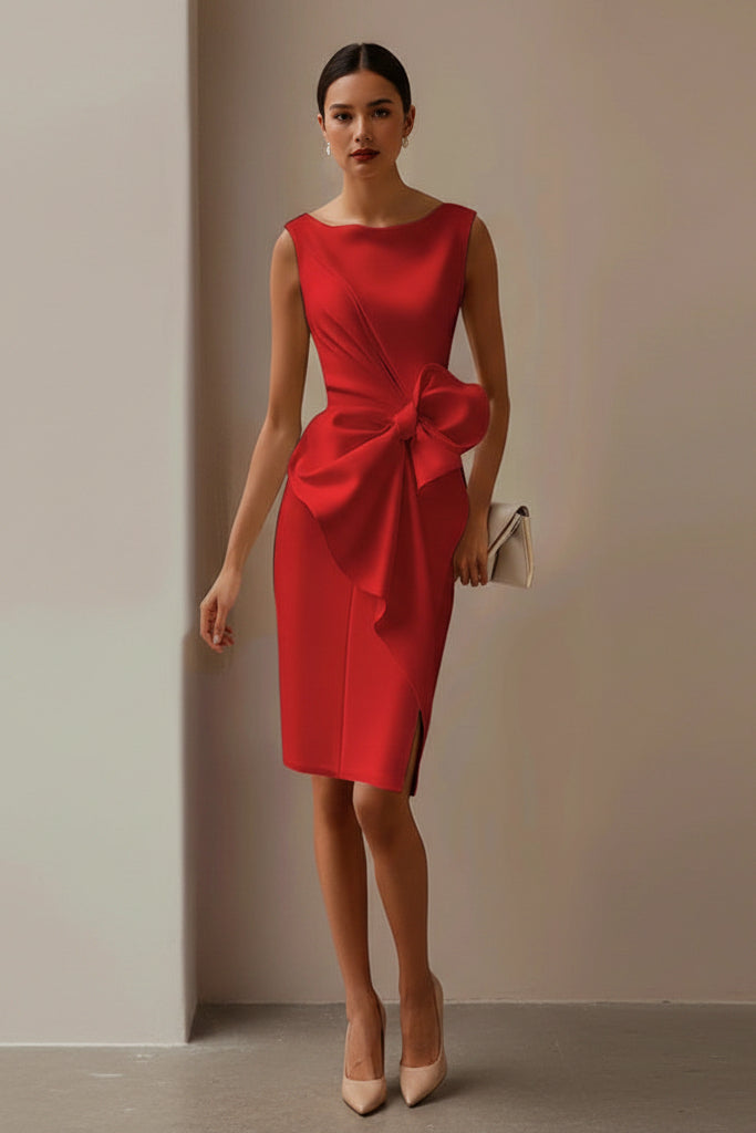 Sophisticated Sleeveless Black Cocktail Dress with Elegant Back Bow 3