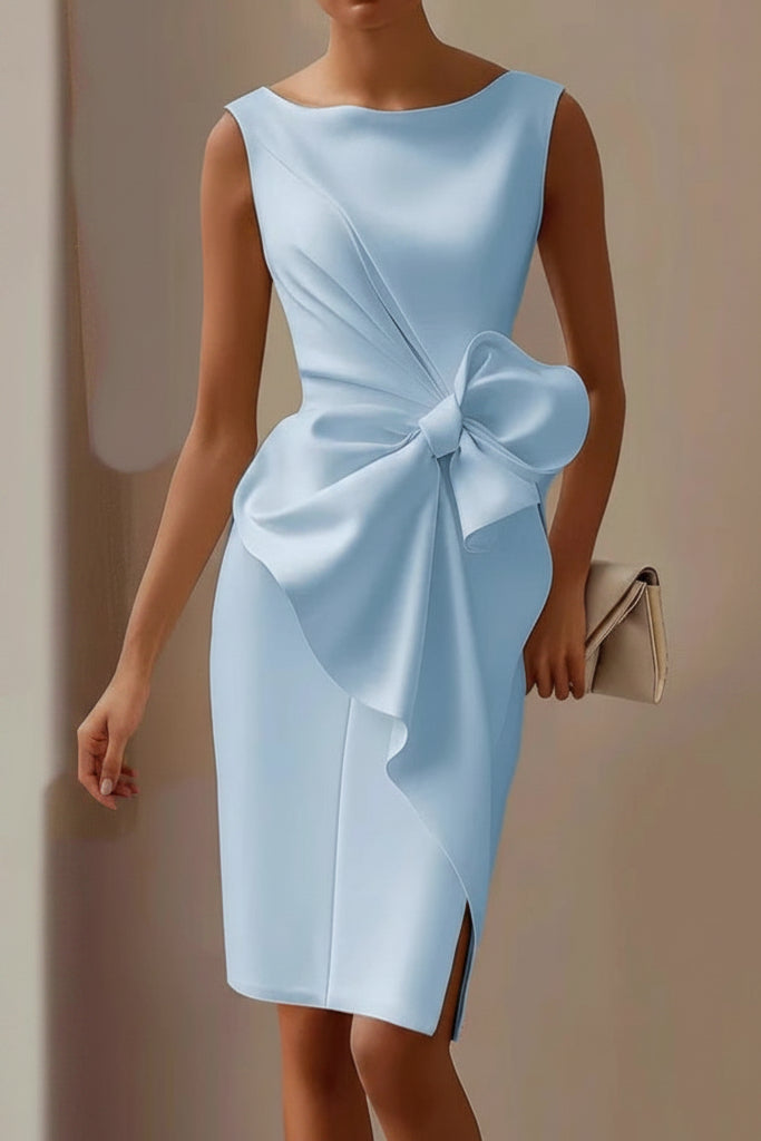 Sophisticated Sleeveless Black Cocktail Dress with Elegant Back Bow 7