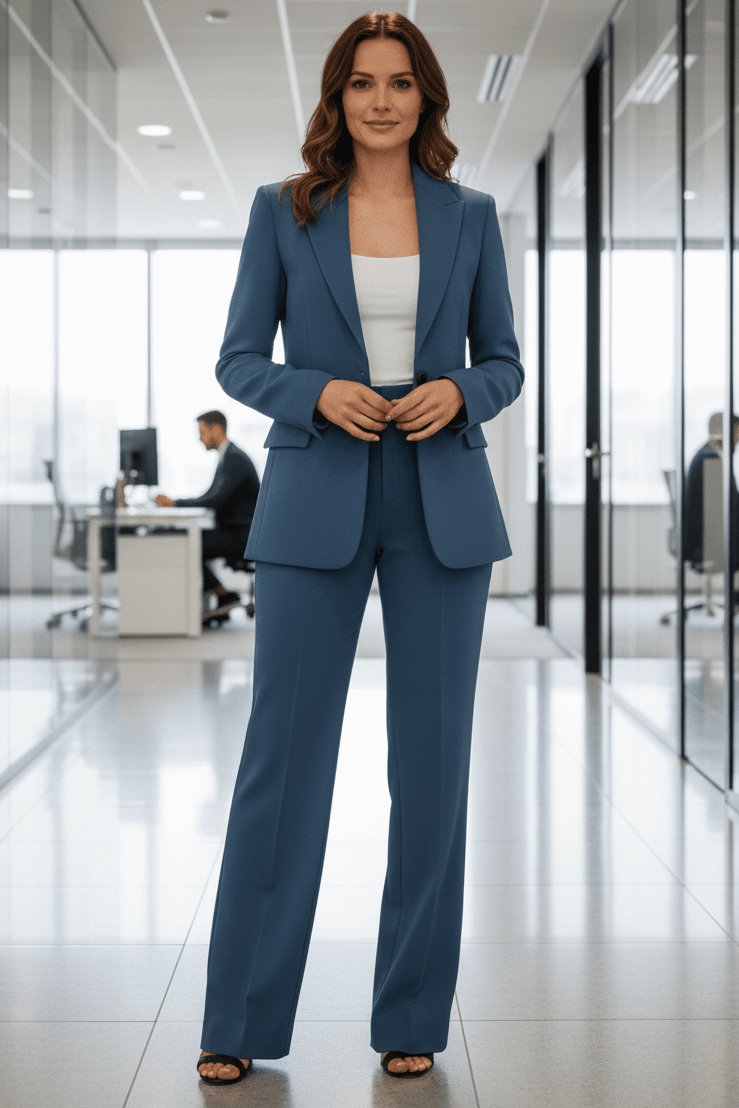 Sophisticated Tailored Blazer and Trouser Set for Professional Elegance 1