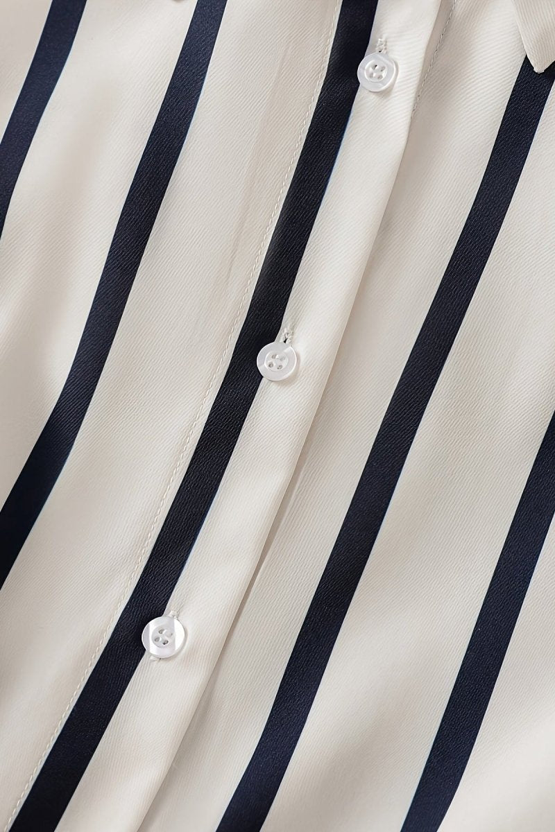 Spring Stripe Shirt and Pleated Skirt Set for Effortless Style 4
