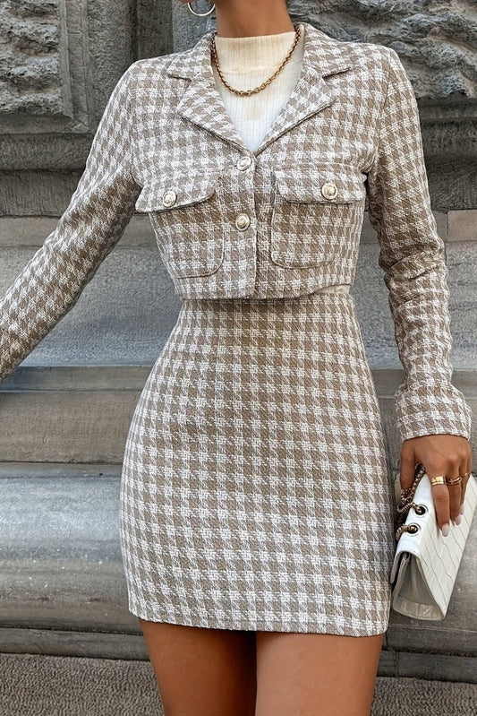 Structured Houndstooth Two Piece Set for Modern Sophistication 0