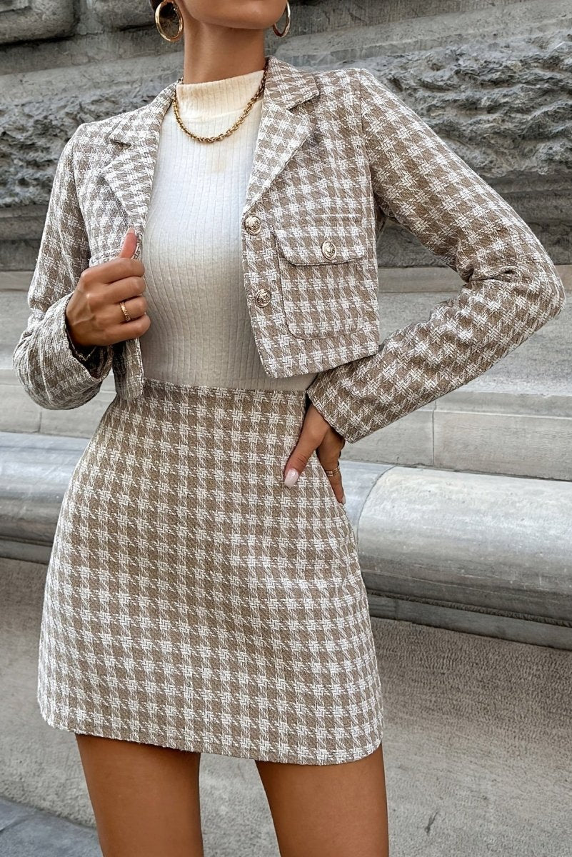 Structured Houndstooth Two Piece Set for Modern Sophistication 1