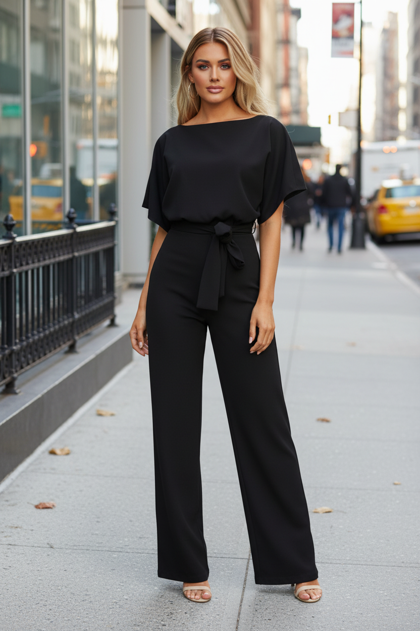 Belted Wide-Leg Jumpsuit