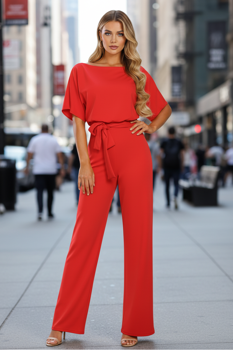 Belted Wide-Leg Jumpsuit