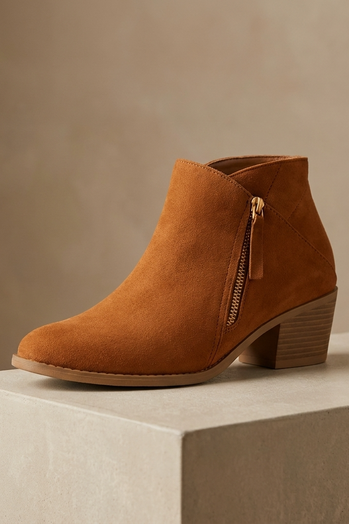 Stylish Black Ankle Boots With Side Zipper, Block Heel & Anatomical Support 1