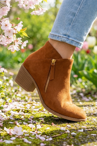 Stylish Black Ankle Boots With Side Zipper, Block Heel & Anatomical Support 4