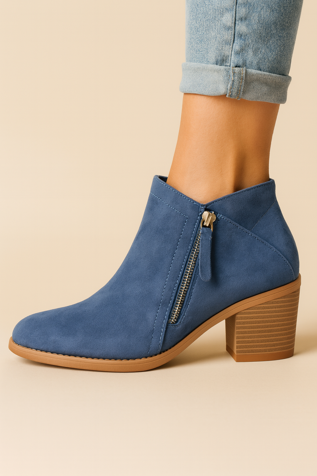 Stylish Black Ankle Boots With Side Zipper, Block Heel & Anatomical Support 6