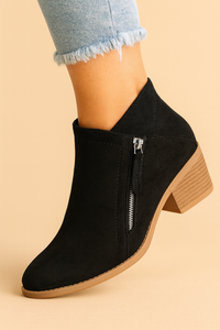 Stylish Black Ankle Boots With Side Zipper, Block Heel & Anatomical Support 8