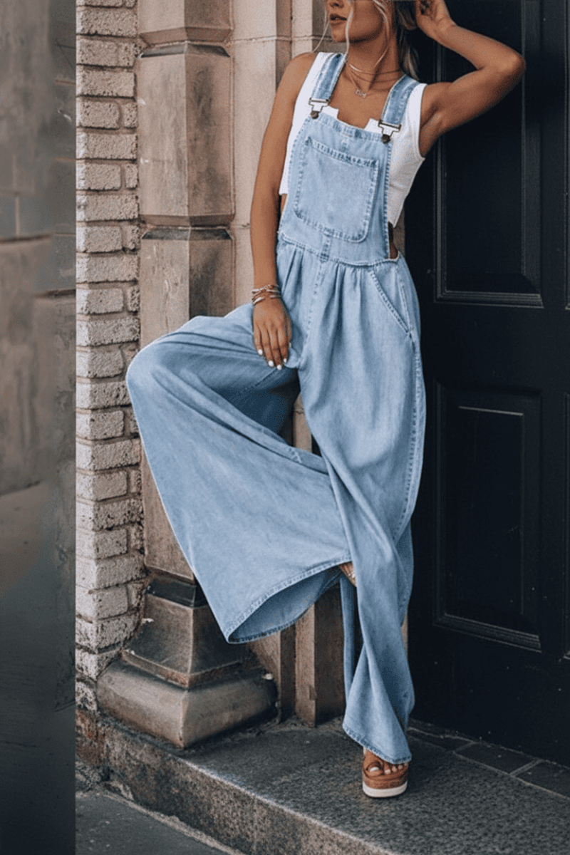 Stylish Denim Jumpsuit with Adjustable Straps for Effortless Fashion 5