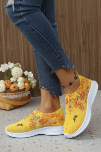 Stylish Flower Print Knitted Sneakers - Breathable Casual Walking Shoes 3