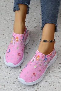 Stylish Flower Print Knitted Sneakers - Breathable Casual Walking Shoes 4