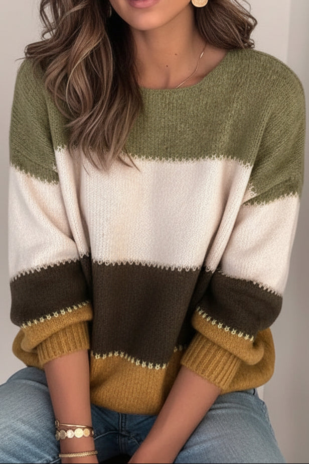 Stylish Long Sleeve Striped Knit Sweater for Effortless Elegance 7