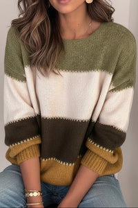 Stylish Long Sleeve Striped Knit Sweater for Effortless Elegance 7